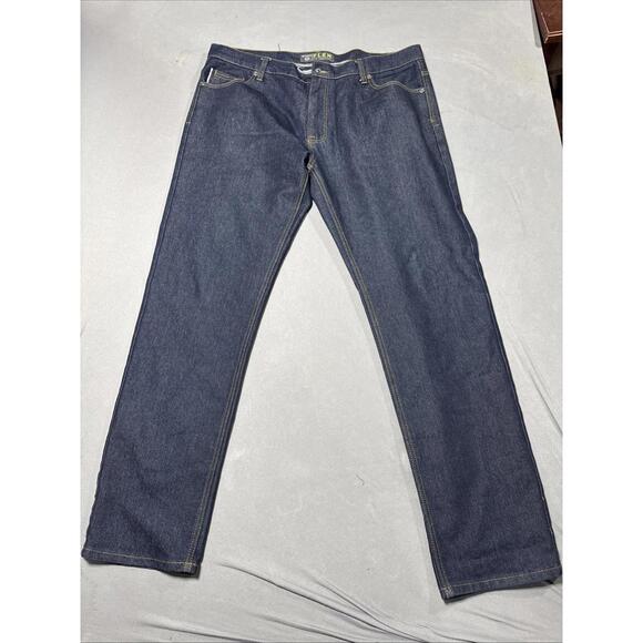 Southpole Selvedge Jeans Mens Size 38x34 Blue Straight Leg Flex Denim Pants - Picture 1 of 8